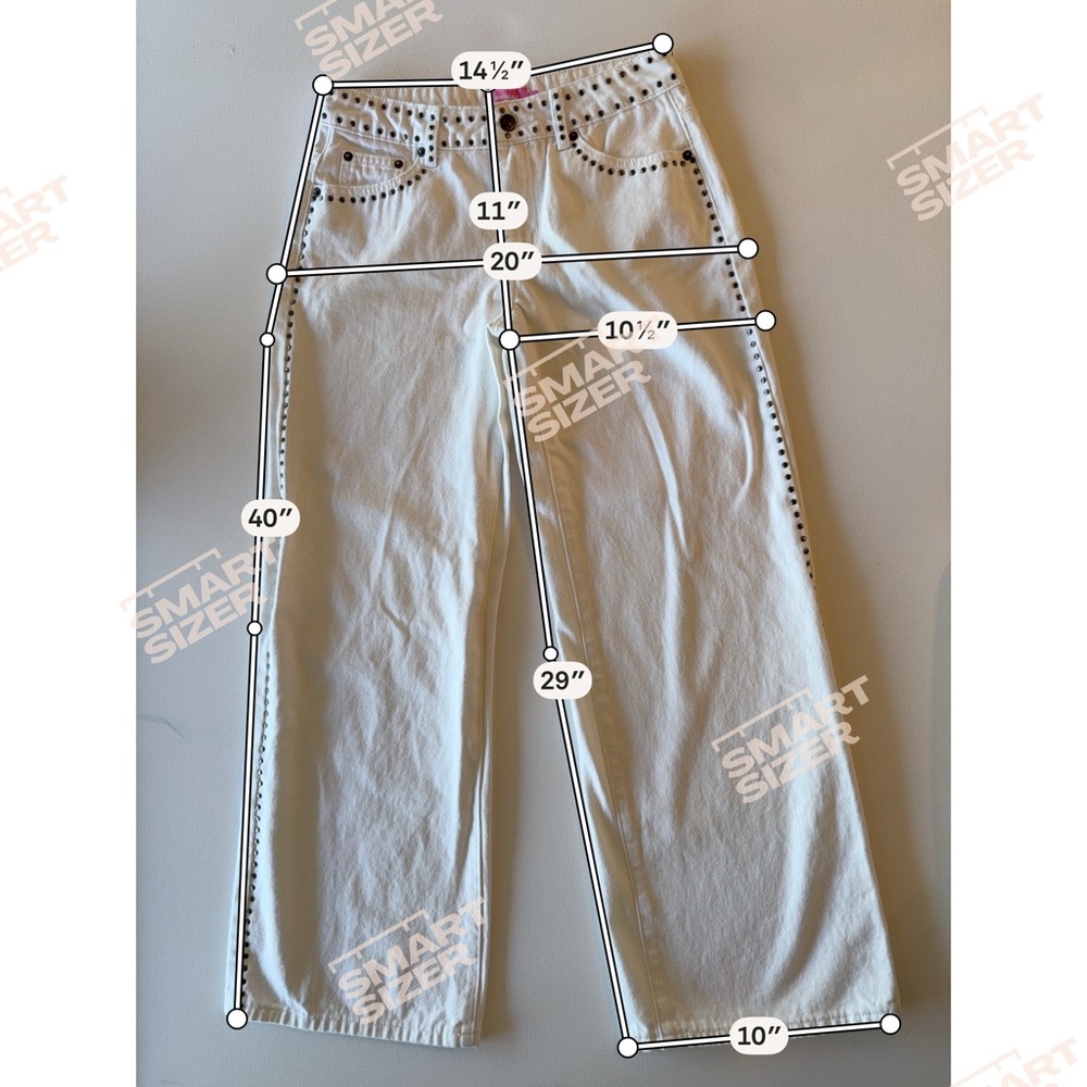 Edikted White Studded Straight Leg Jeans Y2K High Rise Size S - Picture 5 of 8